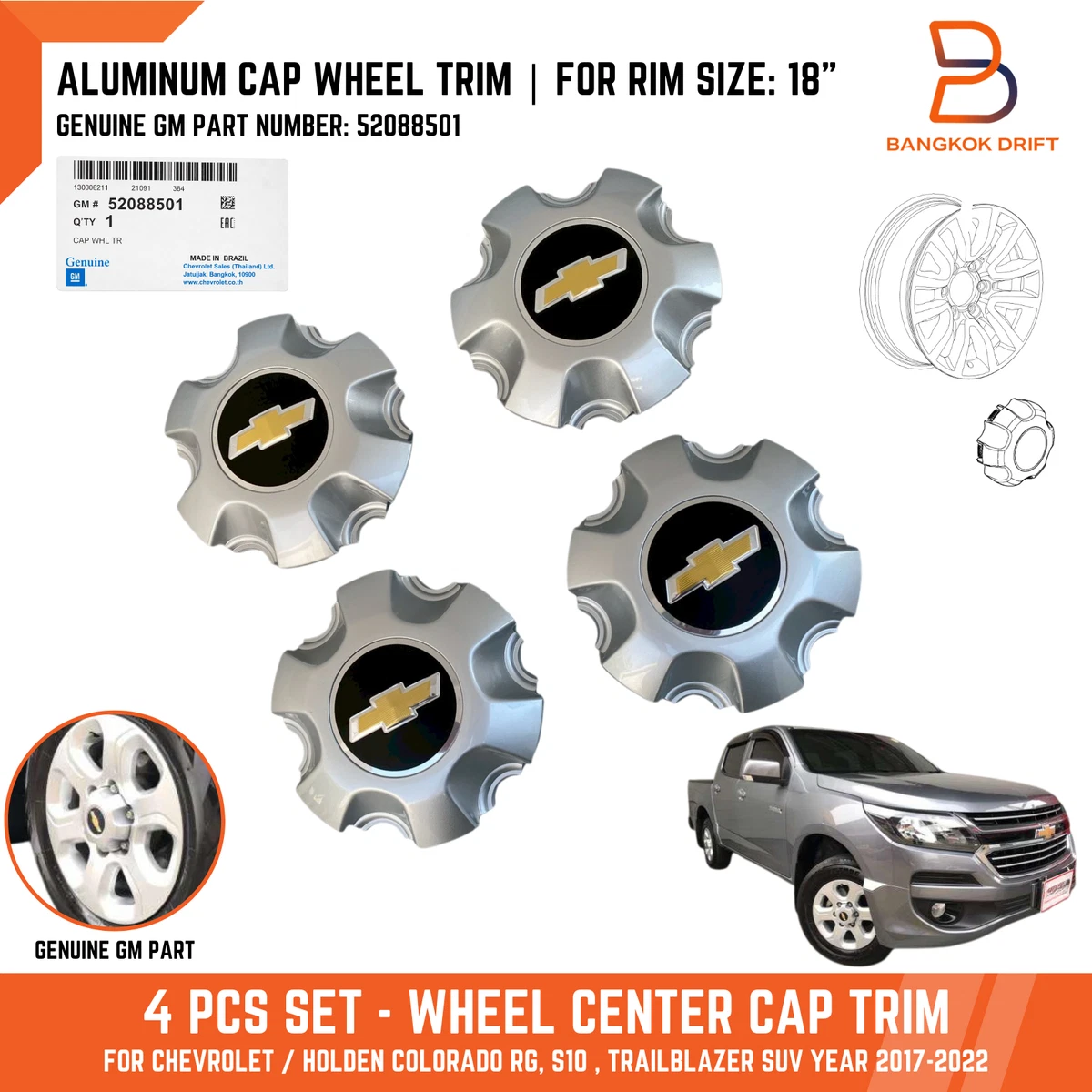 Ốp Lazang Chevrolet Colorado Mã phụ tùng 52088501