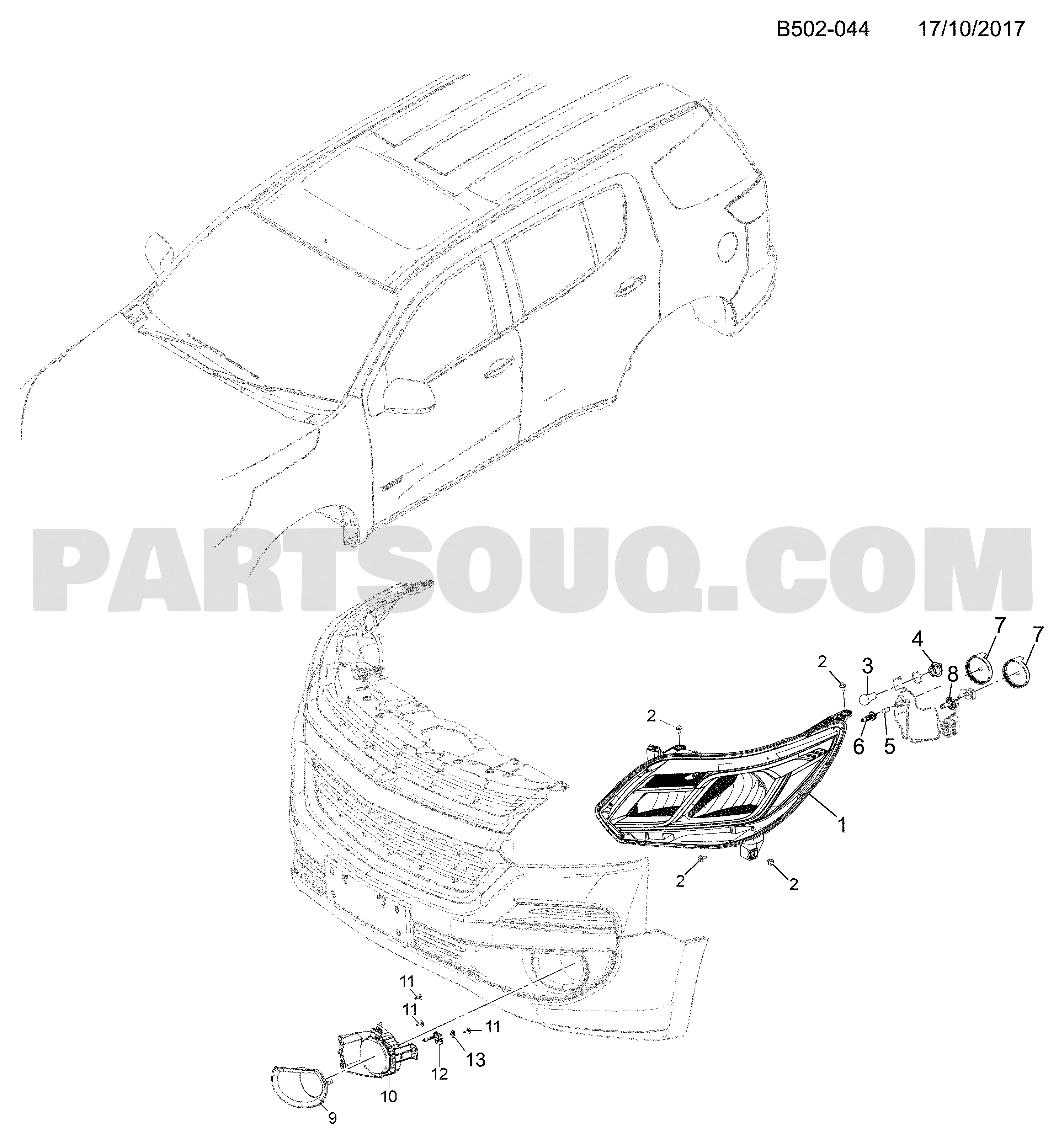 Đèn Gầm Phải Chevrolet Colorado Mã phụ tùng 95416888