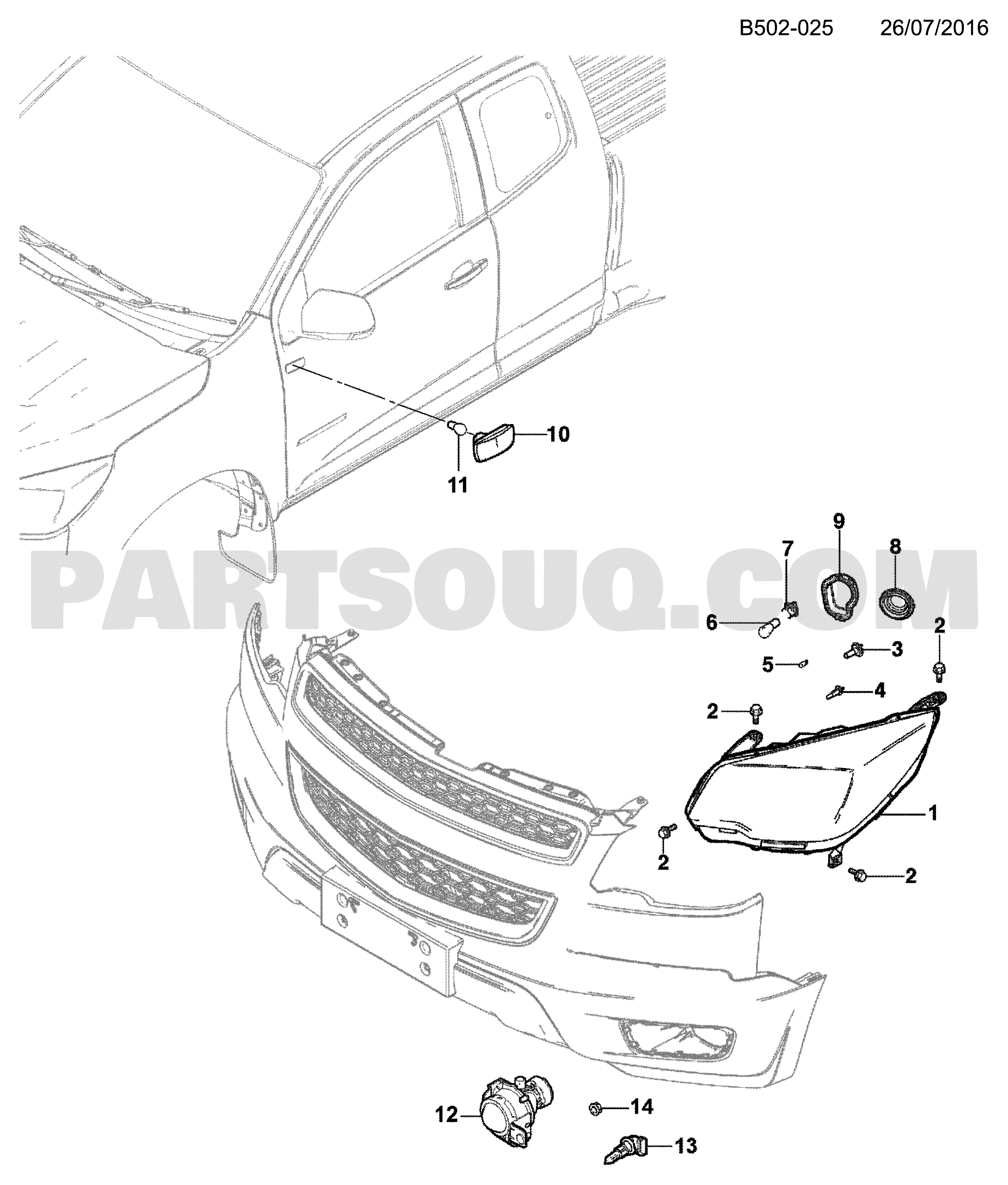 Đèn Pha Phải Chevrolet Colorado Mã phụ tùng 94708891