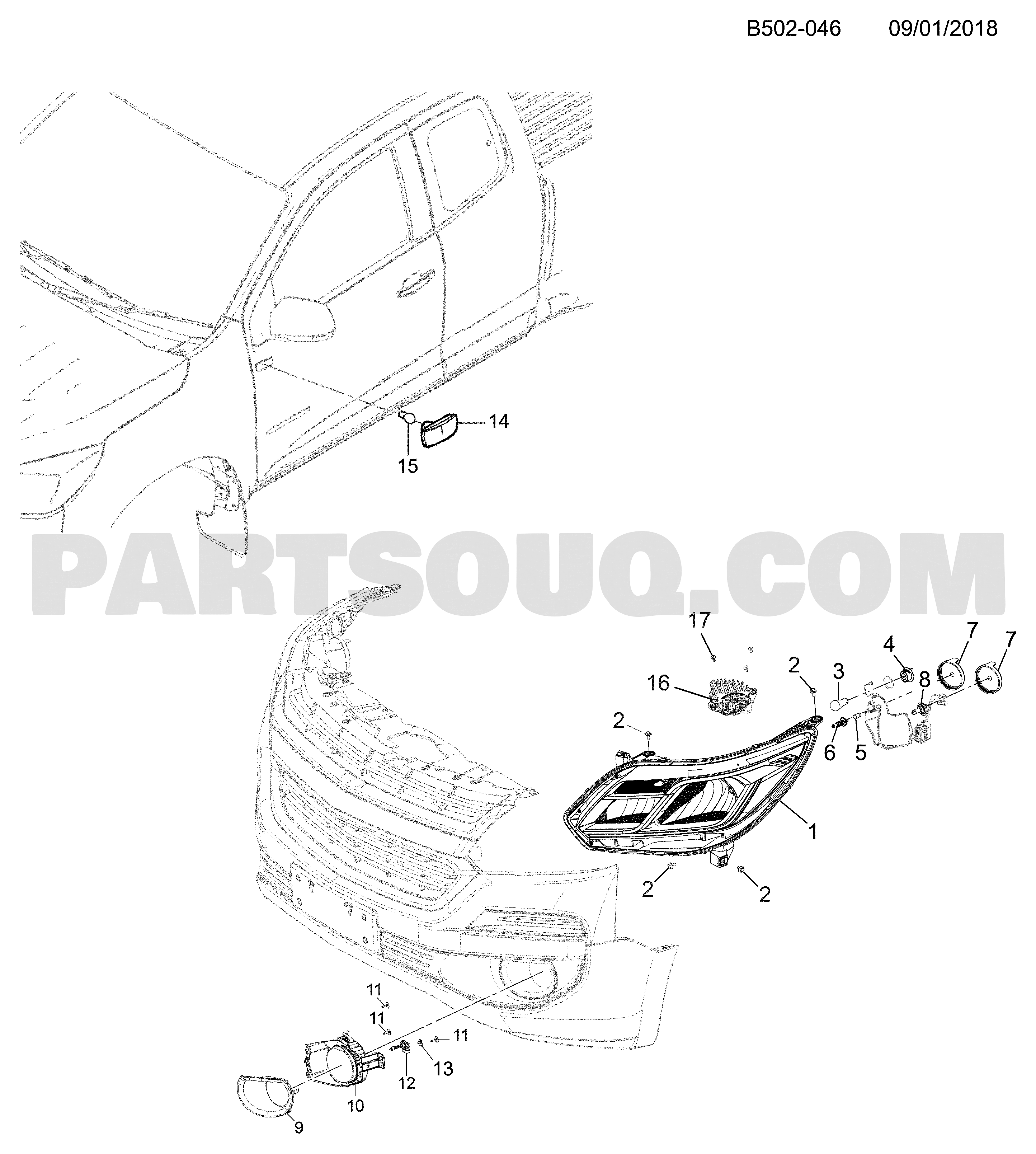 Đèn Pha Trái Không Led Chevrolet Colorado Mã phụ tùng 52114973