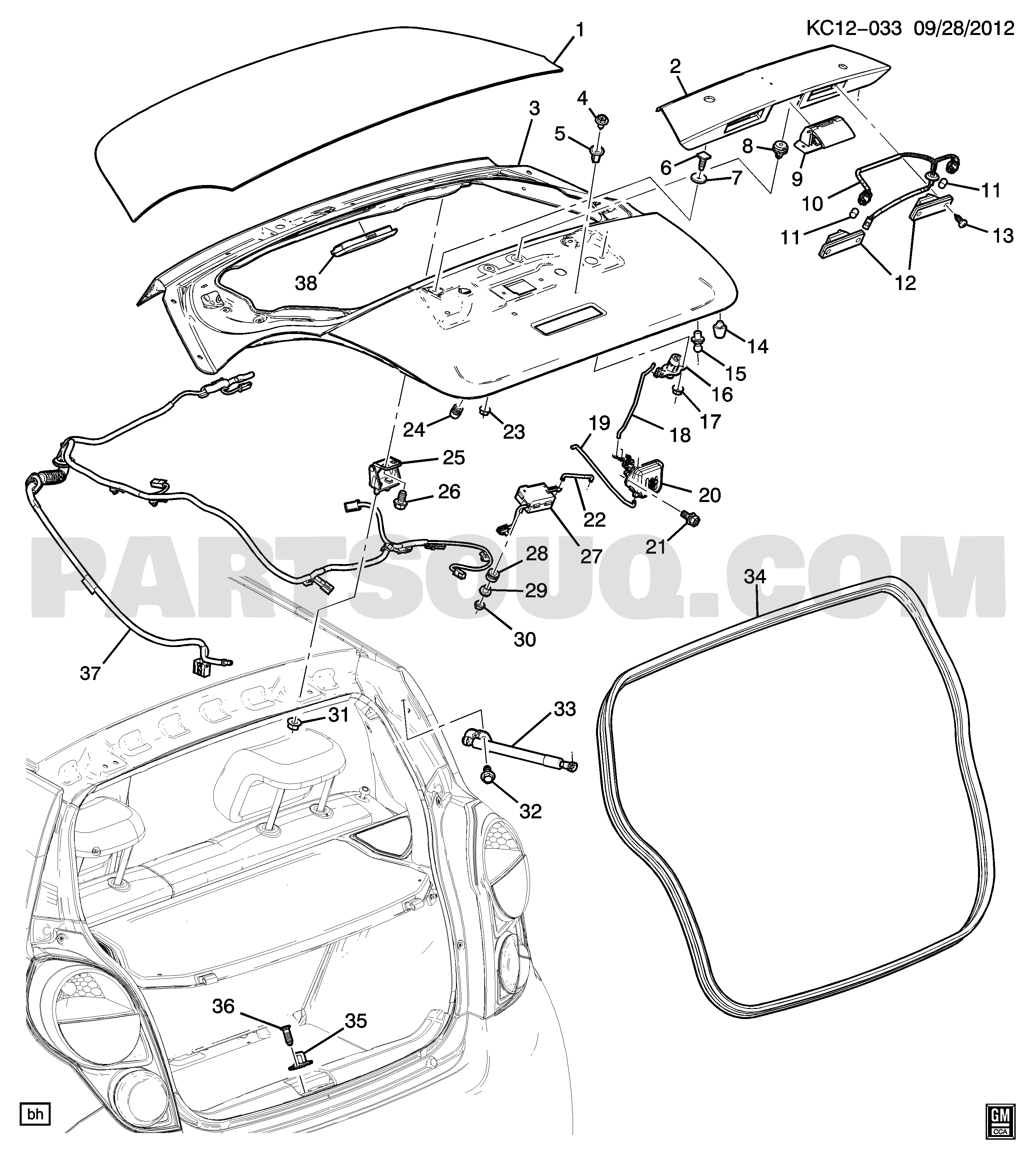 Tay Mở Cửa Cốp Hậu (Cửa Thùng Sau) Chevrolet Spark Mã phụ tùng 94522303