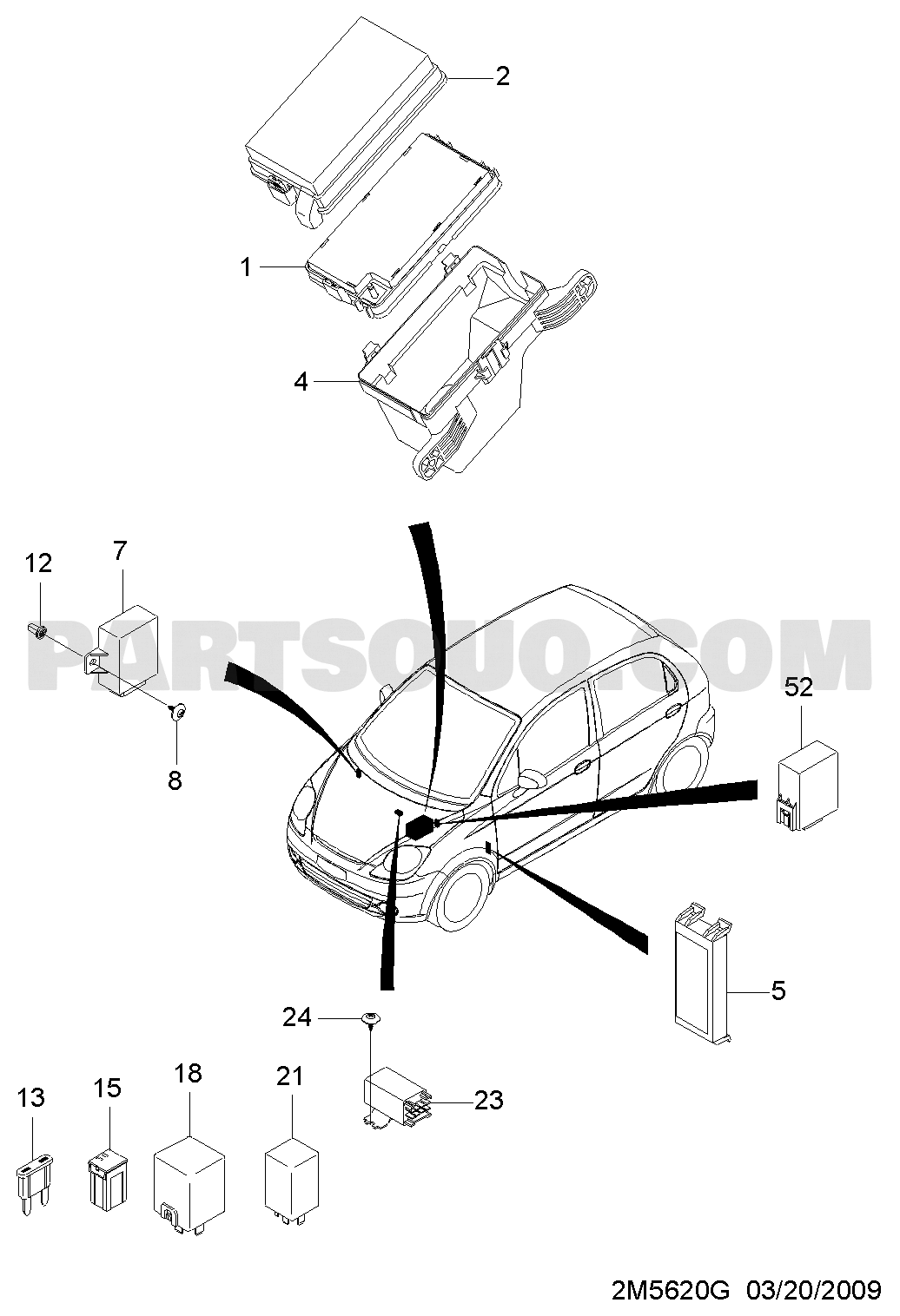 Nắp Cầu Chì Chevrolet Spark Mã phụ tùng 96857515