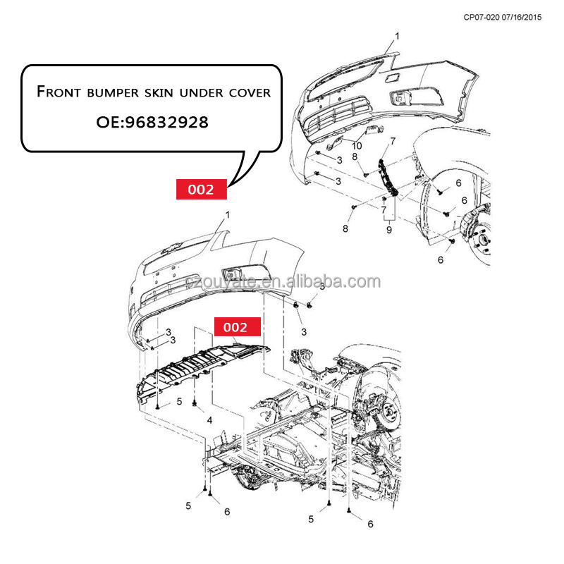 Chắn Bùn Gầm Máy Giữa Chevrolet Cruze OEM 96832928-OE