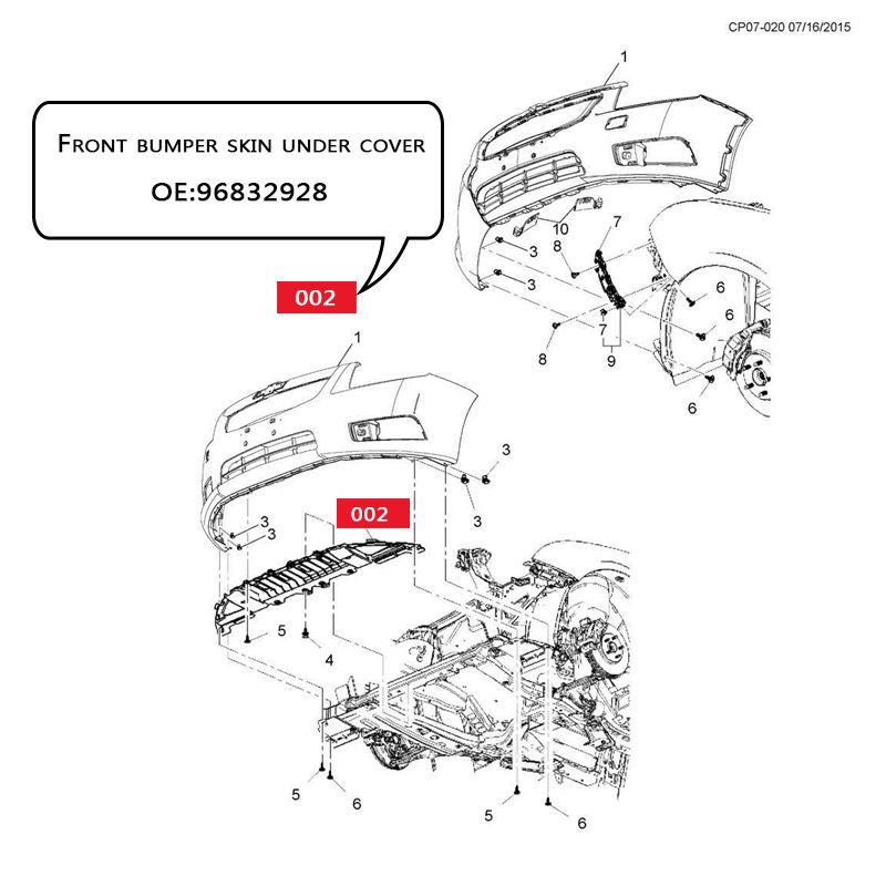 Chắn Bùn Gầm Máy Giữa Chevrolet Cruze Mã phụ tùng 96832928