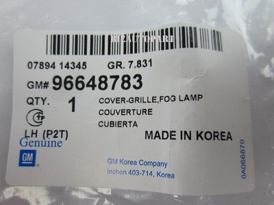 Ốp Đèn Gầm Trái Chevrolet Aveo Mã phụ tùng 96648783