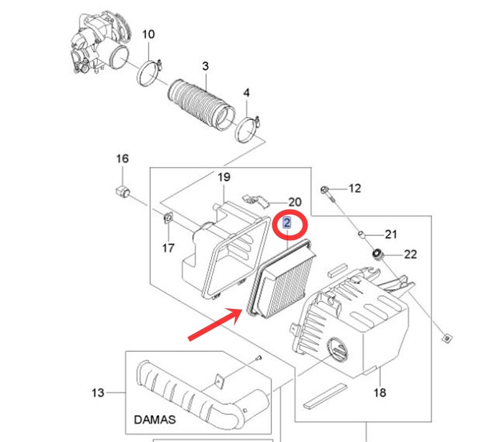 Lọc Gió Động Cơ Daewoo Matiz OEM 42390022-OE
