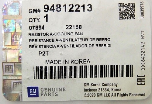 Trở Quạt Daewoo Matiz Mã phụ tùng 94812213