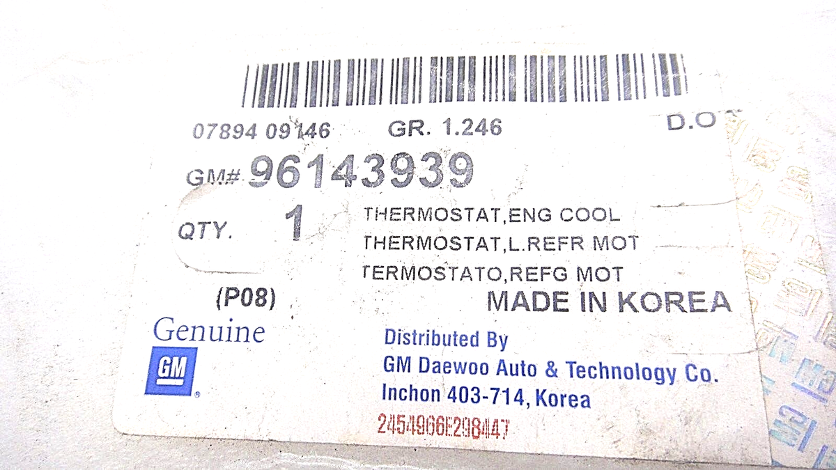 Van Hằng Nhiệt Daewoo Gentra OEM 96143939-OE