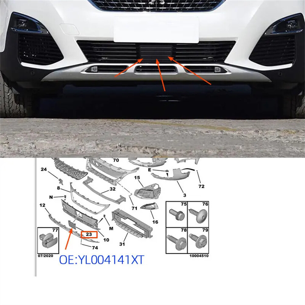 Lưới Cản Trước Peugeot 5008 Mã phụ tùng yl004108xt