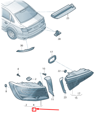 Đèn Hậu Ngoài Phải Audi A 4 Mã phụ tùng 8w5945092g