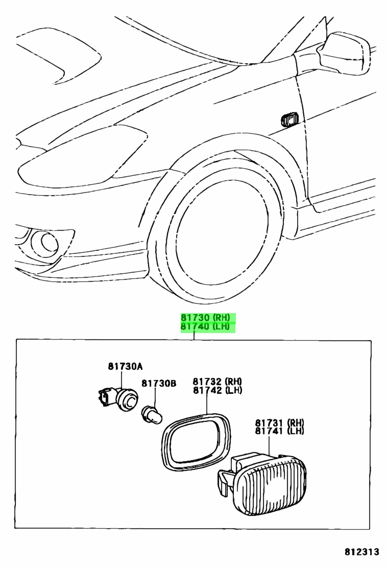 Đèn xi nhan tai xe Corolla 2004-2006 Mã phụ tùng 8173020221