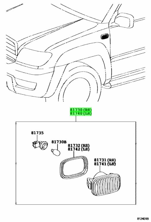 Đèn xi nhan tai xe Corolla 2004-2006 Mã phụ tùng 8173020221