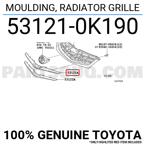 Nẹp ca lăng Innova 2008-2010 Mã phụ tùng 531210K190