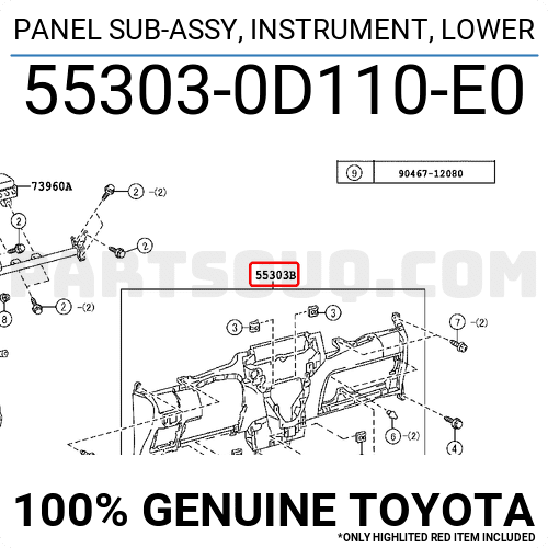 Táp lô dưới Toyota Vios 2011 Mã phụ tùng 553030D110E0