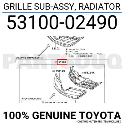 Ca lăng Altis 2.0 2011 Mã phụ tùng 5310002490