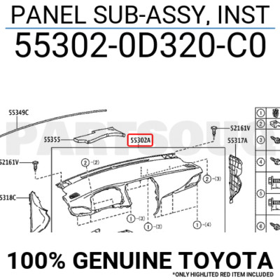 Táp lô Vios 2008-2011 Mã phụ tùng 553020D090E0