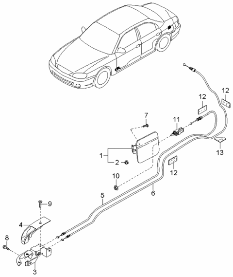 Tay mở cốp sau Kia Spectra Mã phụ tùng 0k2A156860A