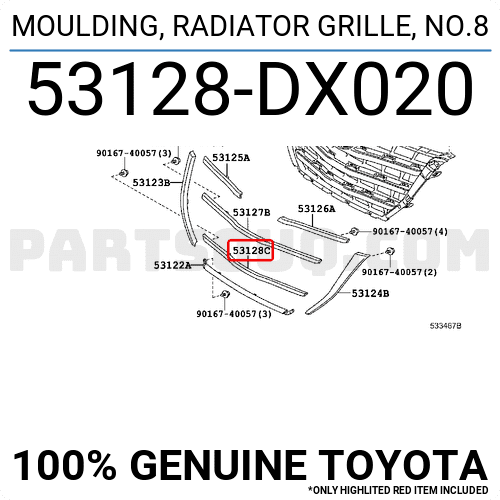 Nẹp ca lăng dưới Innova 2014 Mã phụ tùng 53128DX020