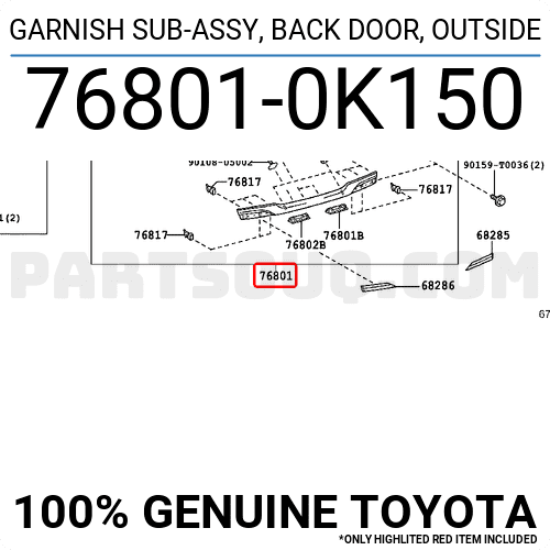 Nẹp cánh cửa hậu Innova 2013 Mã phụ tùng 768010K150