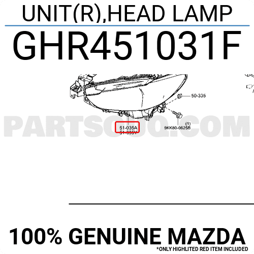 Đèn pha Mazda6 2015 (TH) Mã phụ tùng GHR451031F
