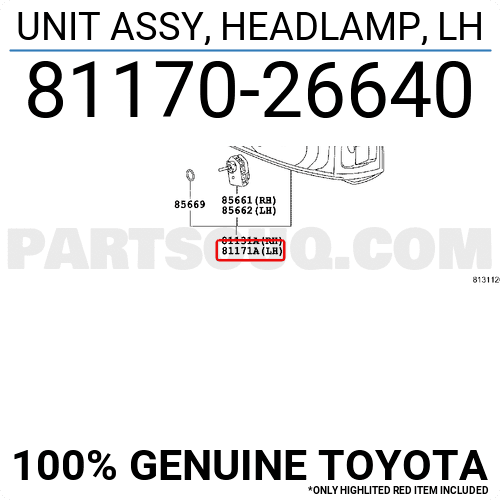 Đèn pha Hiace 2010-2014 Mã phụ tùng 8117026640