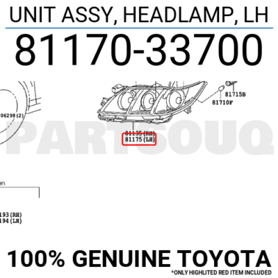 Đèn pha Camry 2010-2011 USA LE Mã phụ tùng 8117033700