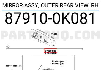 Gương chiếu hậu Fortuner 2006-2011 Mã phụ tùng 879100K082
