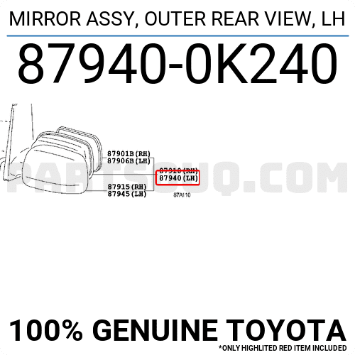 Gương chiếu hậu Innova Mã phụ tùng 879400K240