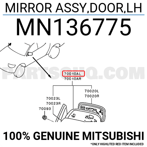 Gương chiếu hậu Triton Mã phụ tùng MN136775