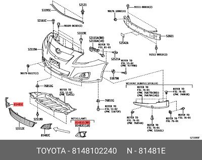 Ốp đèn ba đờ xốc trước Altis 1.8-2.0 2011 Mã phụ tùng 8148102240