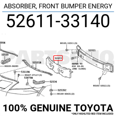 Xốp đệm ba đờ xốc trước Camry 2007-2011 USA Mã phụ tùng 5261133140