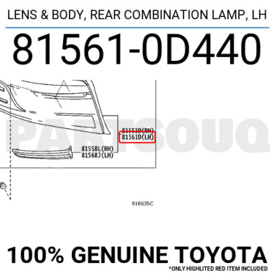 Đèn hậu Vios 2014 Mã phụ tùng 815610D440