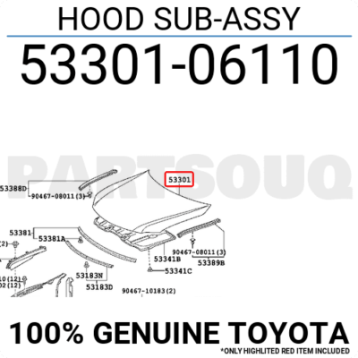 Nắp ca pô trước Camry 2.4-3.5 2007-2011 VN Mã phụ tùng 5330106110