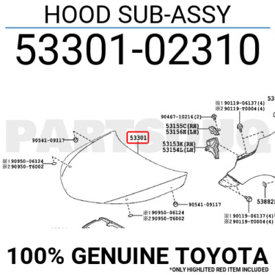 Nắp ca pô trước Altis 2014 Mã phụ tùng 5330102310