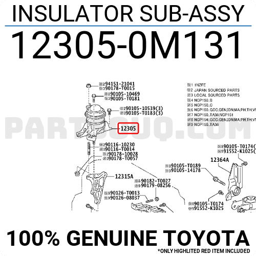 Cao su chân máy Vios 2014 Mã phụ tùng 123050M130