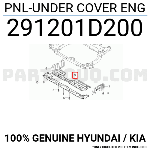 Chắn bùn gầm sau Carens Mã phụ tùng 291201D200