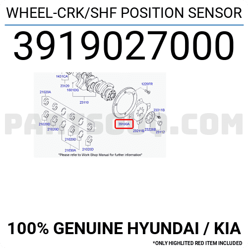 Bánh răng sung trục cơ Santafe Gold Mã phụ tùng 3919027100