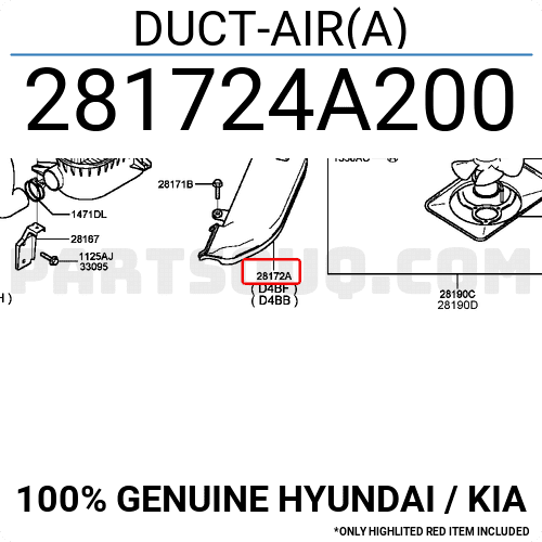 Cửa gió nạp Hyundai Starex (Cửa gió điều hòa) Mã phụ tùng 281724A201