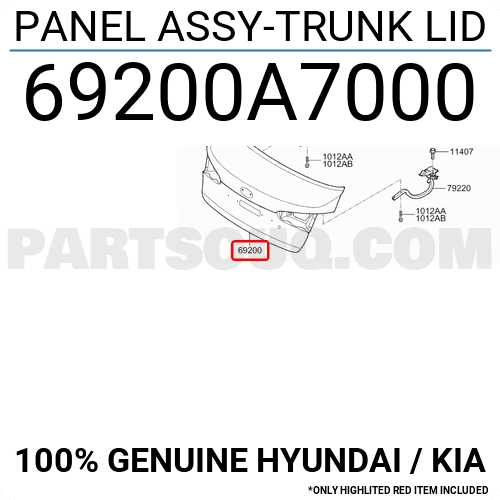 Nắp cốp sau Kia K3 Mã phụ tùng 69200A7000
