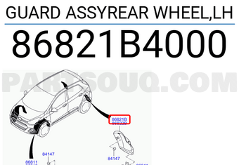 Chắn bùn bánh trước Grand I10 Mã phụ tùng 86831B4000