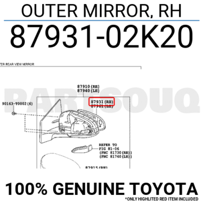 Mặt gương chiếu hậu Vios Mã phụ tùng 8793102130