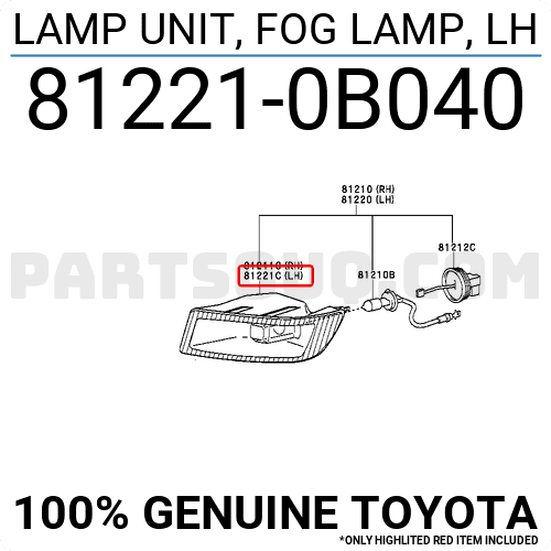 Đèn ba đờ xốc trước Toyota Altis Mã phụ tùng 812210B040