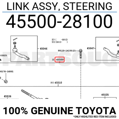 Thước lái Toyota Previa Mã phụ tùng 4550028100
