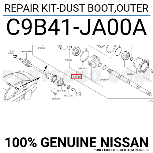 Cao su che bụi láp ngoài X-trail T31 Mã phụ tùng C9B41JA00A