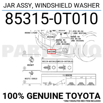 Bình nước rửa kính Venza Mã phụ tùng 853150T010