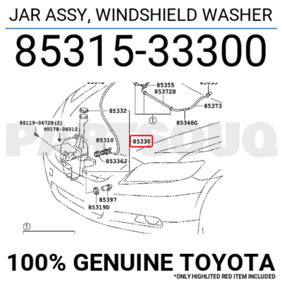 Bình nước rửa kính Camry 2007-2011 USA Mã phụ tùng 8531533300