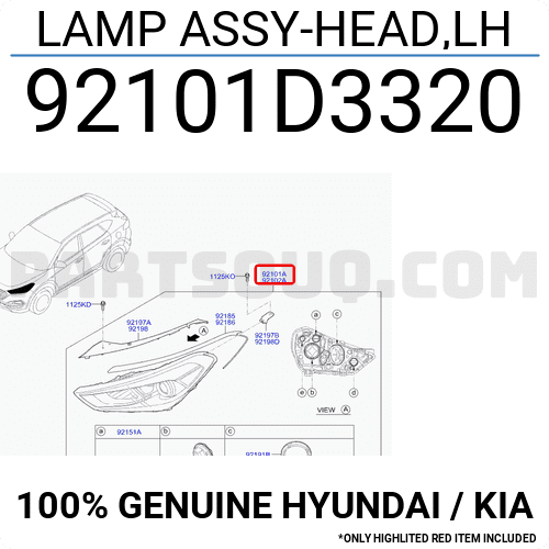Đèn pha Hyundai Tucson 2015 Mã phụ tùng 92101D3320