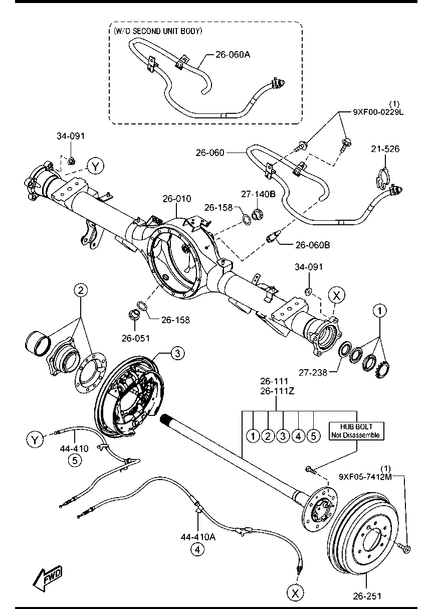 Vỏ cầu sau Mazda BT50 3.2 Mã phụ tùng uf9p26020b