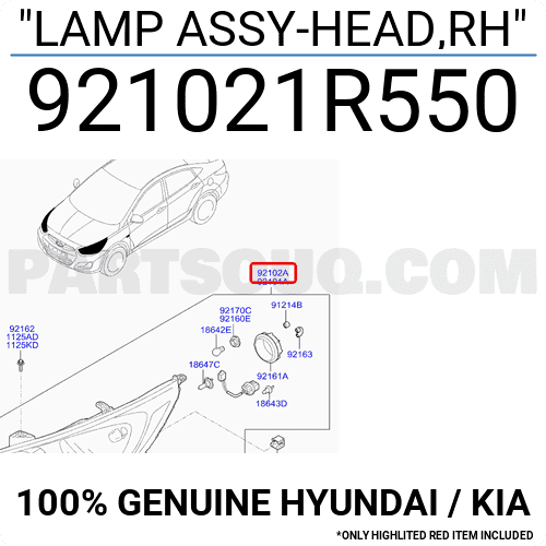 Đèn pha Hyundai Accent Blue 2014 LED Mã phụ tùng 921021R550