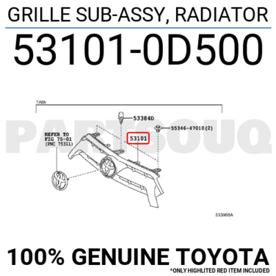 Mặt ca lăng Yaris 2015 (Mặt galant) Mã phụ tùng 531010d500